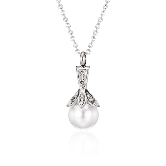 Pearl Urn Necklace for Human Ashes Memorial Cremation Jewelry Necklaces Stainless Steel Ashes Necklace for Women
