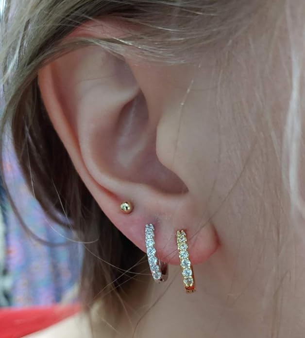 Moissanite sterling silver hoop earrings, women's sterling silver earrings, hypoallergenic cartilage earrings for girls