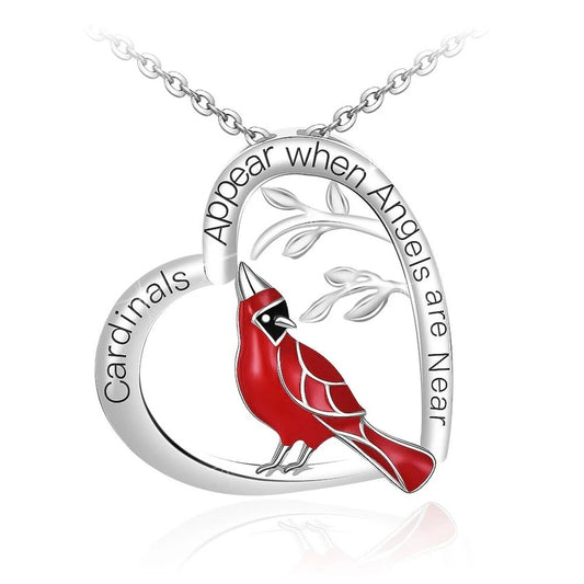 Cardinal Necklace for Women Silver Red Cardinal Pendant Necklace I Am Always With You Memorial Jewelry Gifts Women Girls