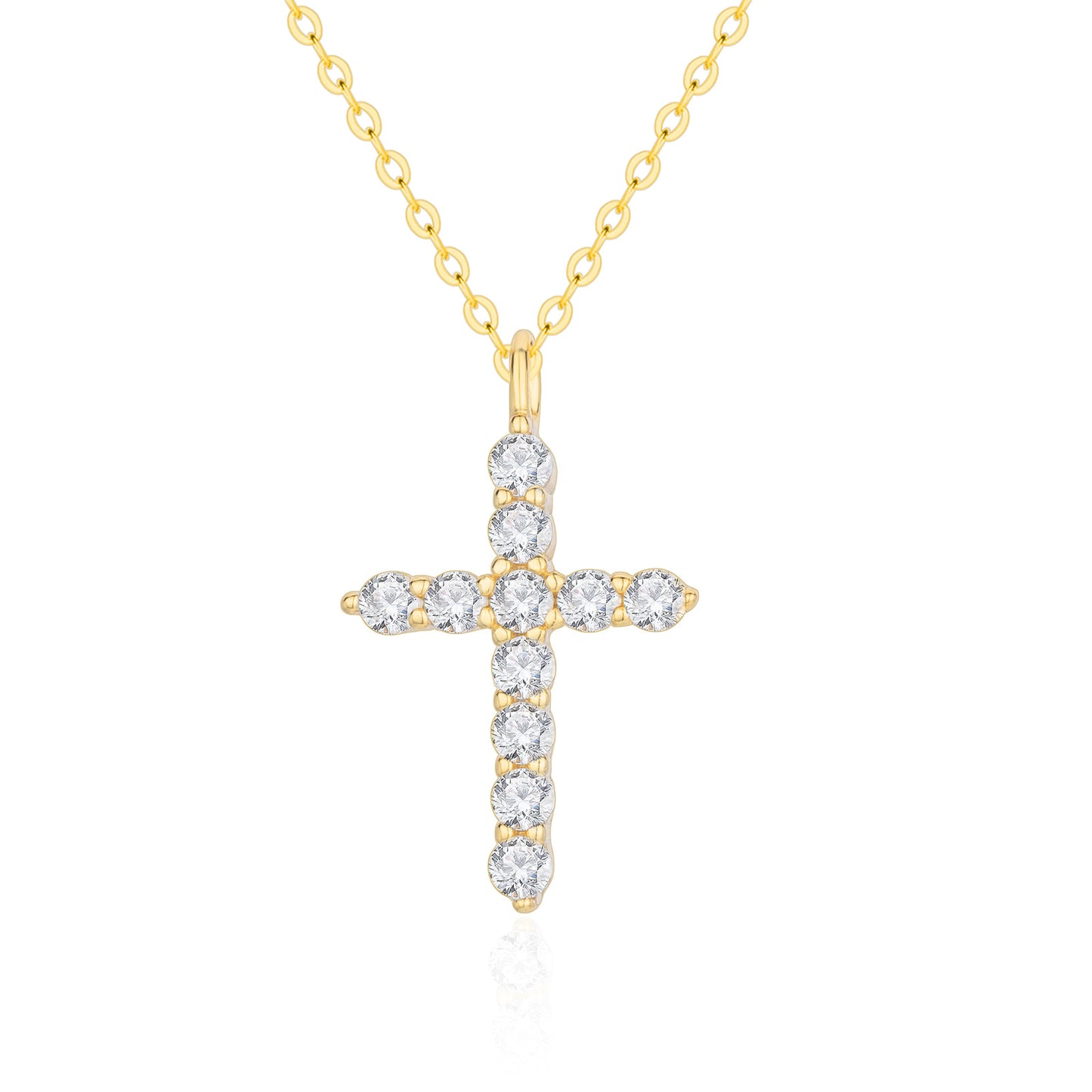 Gold Plated Cubic Zirconia Cross Pendant Necklace